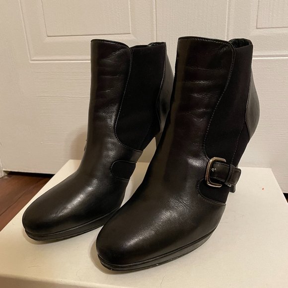 Stuart Weitzman Black Leather Suede Booties - Picture 4 of 12
